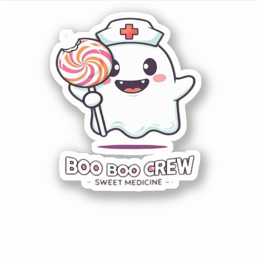 Schattigee Ghost Nurse Boo Boo Crew Halloween Clas Sticker (Voorkant)