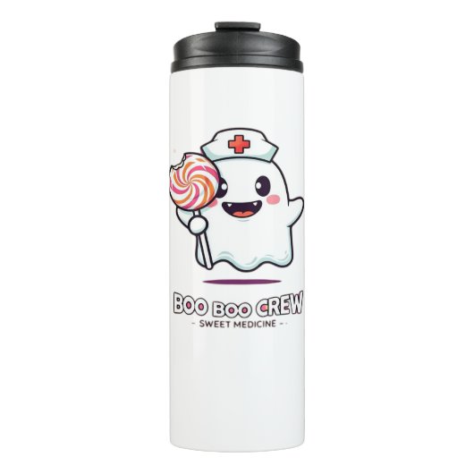 Schattigee Ghost Nurse Boo Boo Crew Halloween Clas Thermosbeker (Voorkant)