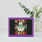 Schattigee Ghost Nurse Halloween Graphic Retro Pas Briefkaart (Staand voorkant)