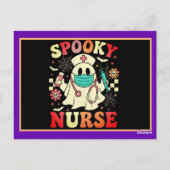 Schattigee Ghost Nurse Halloween Graphic Retro Pas Briefkaart (Achterkant)