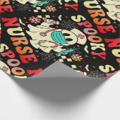 Schattigee Ghost Nurse Halloween Graphic Retro Pas Cadeaupapier (Hoek)