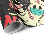 Schattigee Ghost Nurse Halloween Graphic Retro Pas Cadeaupapier (Rol Hoek)