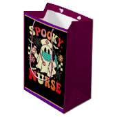 Schattigee Ghost Nurse Halloween Graphic Retro Pas Medium Cadeauzakje (Voorkant Gekanteld)