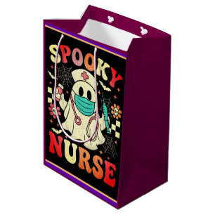 Schattigee Ghost Nurse Halloween Graphic Retro Pas Medium Cadeauzakje