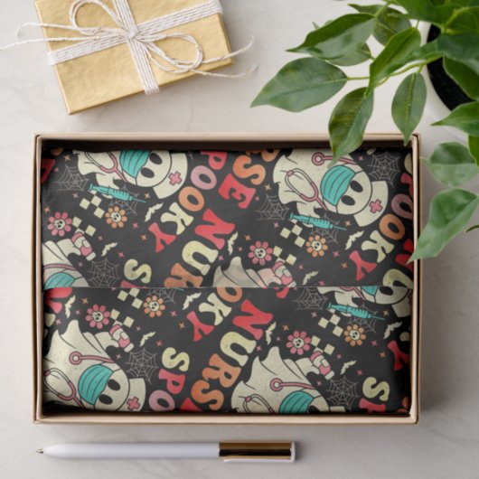 Schattigee Ghost Nurse Halloween Graphic Retro Pas Tissuepapier (Geschenk)