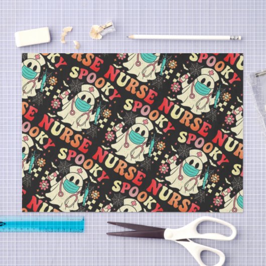 Schattigee Ghost Nurse Halloween Graphic Retro Pas Tissuepapier (Craft)