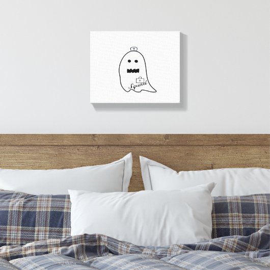 Schattigee Ghost Nurse Halloween Hand getrokken Ho Canvas Afdruk (Insitu (Slaapkamer))