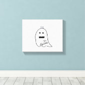 Schattigee Ghost Nurse Halloween Hand getrokken Ho Canvas Afdruk (Insitu (Houten vloer))