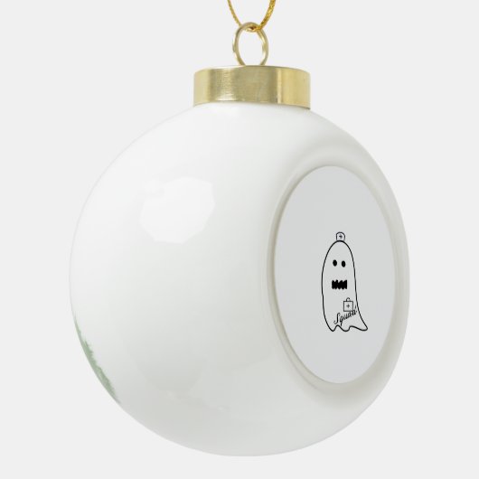 Schattigee Ghost Nurse Halloween Hand getrokken Ho Keramische Bal Ornament (Links)