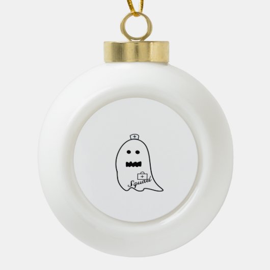 Schattigee Ghost Nurse Halloween Hand getrokken Ho Keramische Bal Ornament (Voorkant)