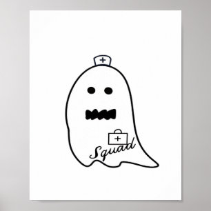 Schattigee Ghost Nurse Halloween Hand getrokken Ho Poster