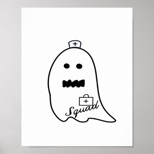 Schattigee Ghost Nurse Halloween Hand getrokken Ho Poster (Voorkant)
