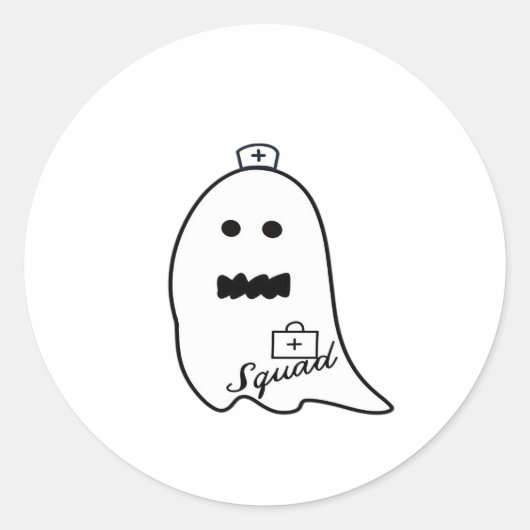 Schattigee Ghost Nurse Halloween Hand getrokken Ho Ronde Sticker (Voorkant)