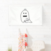 Schattigee Ghost Nurse Halloween Hand getrokken Ho Spandoek (Insitu)