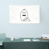 Schattigee Ghost Nurse Halloween Hand getrokken Ho Spandoek (Beurs)