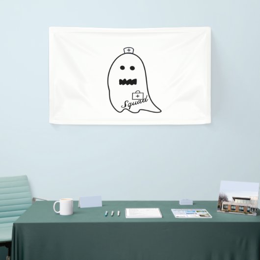Schattigee Ghost Nurse Halloween Hand getrokken Ho Spandoek (Beurs)