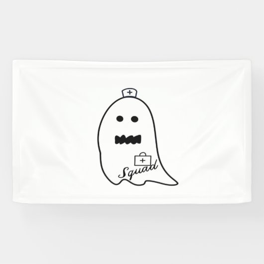 Schattigee Ghost Nurse Halloween Hand getrokken Ho Spandoek (Horizontaal)