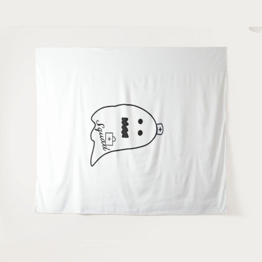 Schattigee Ghost Nurse Halloween Hand getrokken Ho Wandkleed (Voorkant (horizontaal))