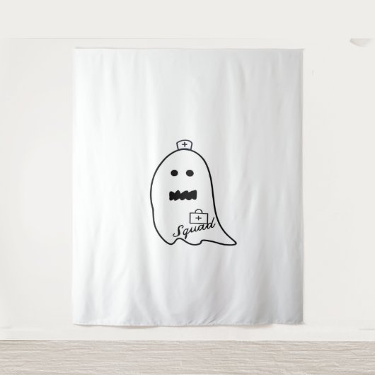 Schattigee Ghost Nurse Halloween Hand getrokken Ho Wandkleed (Voorkant)