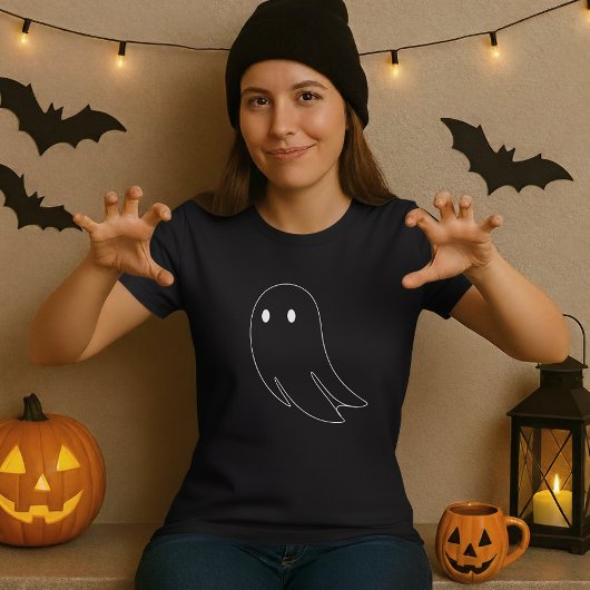 Schattigee Ghost Outline Gift Halloween T-shirt