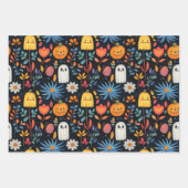 Schattigee Ghost Pattern Waterverf Bloemen Hallowe Inpakpapier Vel (Voorkant 3)