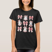 Schattigee Ghost Pink Coquette Bow Pattern Hallowe T-shirt (Voorkant)