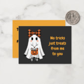 Schattigee Ghost Plaid Bow Halloween Trick Treat Notitiekaartje (Voorkant / Achterkant in situ)