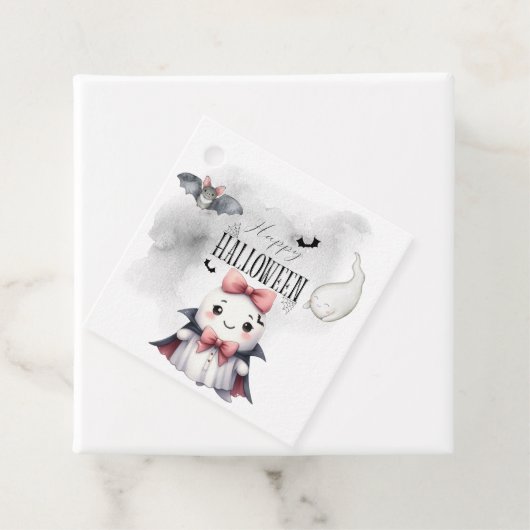 Schattigee Ghost Pumpkin Bat Halloween Bedankjes Labels (In situ)