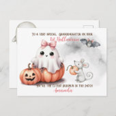 Schattigee Ghost Pumpkin Bat Halloween Briefkaart (Voorkant / Achterkant)