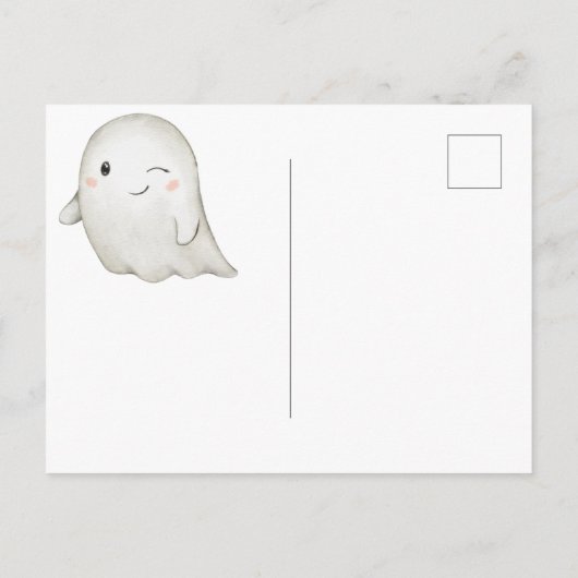 Schattigee Ghost Pumpkin Bat Halloween Briefkaart (Achterkant)