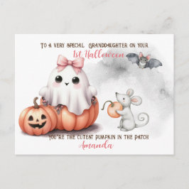 Schattigee Ghost Pumpkin Bat Halloween Briefkaart