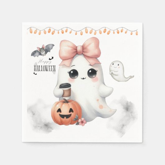 Schattigee Ghost Pumpkin Bat Halloween Servet (Voorkant)