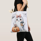 Schattigee Ghost Pumpkin Bat Halloween Tote Bag (Dichtbij)