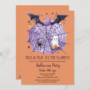 Schattigee Ghost Pumpkin Bat Spider Web Halloween  Kaart