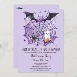 Schattigee Ghost Pumpkin Bat Spider Web Halloween  Kaart