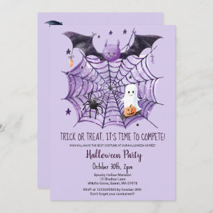 Schattigee Ghost Pumpkin Bat Spider Web Halloween  Kaart