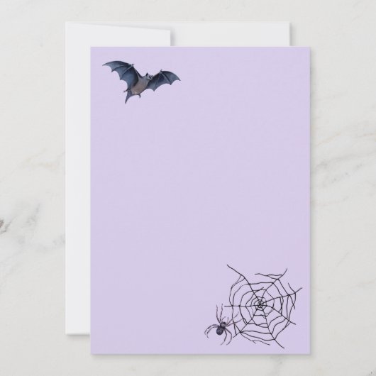 Schattigee Ghost Pumpkin Bat Spider Web Halloween  Kaart (Achterkant)