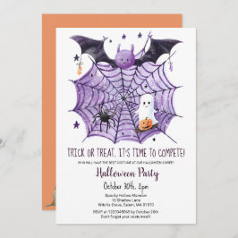 Schattigee Ghost Pumpkin Bat Spider Web Halloween  Kaart