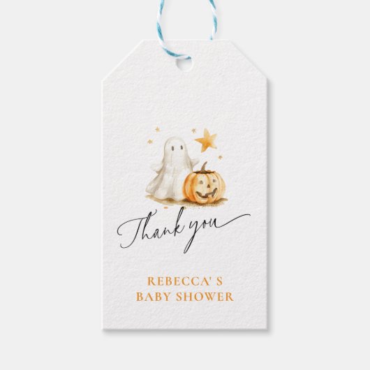 Schattigee Ghost Pumpkin Boo Halloween Baby shower Cadeaulabel (Voorkant)