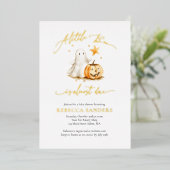 Schattigee Ghost Pumpkin Boo Halloween Baby shower Folie Uitnodiging (Staand Voorkant)