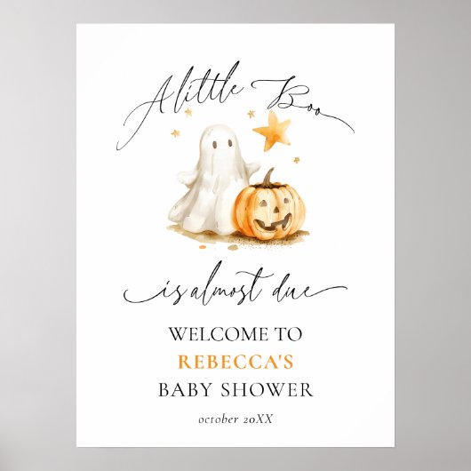 Schattigee Ghost Pumpkin Boo Halloween Baby shower Poster (Voorkant)