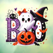 Schattigee Ghost & Pumpkin 'Boo' Halloween Raamsticker (Vel 3)
