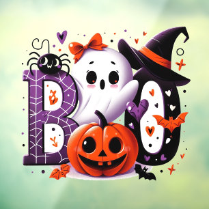Schattigee Ghost & Pumpkin 'Boo' Halloween Raamsticker