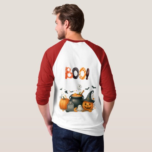 Schattigee Ghost & Pumpkin BOO T-shirt (Achterkant volledig)