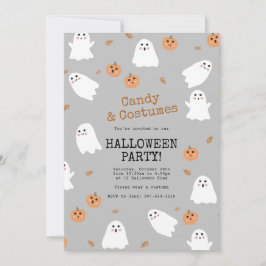 Schattigee Ghost & Pumpkin Grey Halloween Feest Kaart