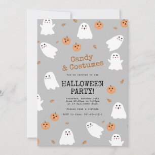 Schattigee Ghost & Pumpkin Grey Halloween Feest Kaart