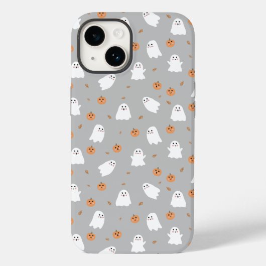 Schattigee Ghost & Pumpkin Grey Halloween Pattern Case-Mate iPhone Case (Achterkant)