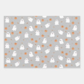Schattigee Ghost & Pumpkin Grey Halloween Pattern Inpakpapier Vel (Voorkant 3)
