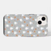 Schattigee Ghost & Pumpkin Grey Halloween Pattern iPhone Hoesje (Achterkant horizontaal)