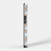 Schattigee Ghost & Pumpkin Grey Halloween Pattern iPhone Hoesje (Rechterkant)
